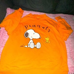 Primark x Peanuts Snoopy Woodstock Sweatshirt Crewneck Orange XS